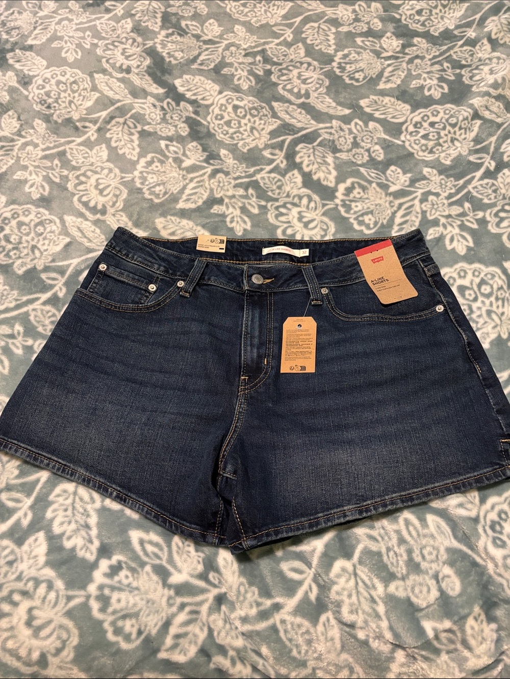 Levi's Women's Dark Indigo A Line Denim Cutoff Shorts